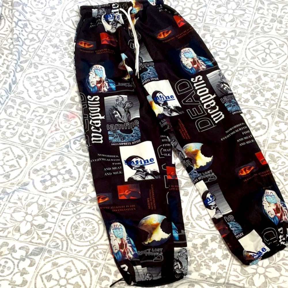 Ninja faith inspiring retro parachute pants size S